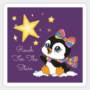 Reach For the Stars cute Baby Penguin Sticker